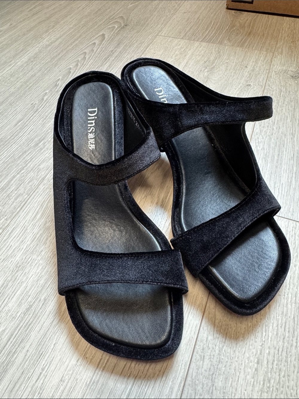 Black Suede Slide Sandals for Women